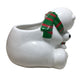 Teleflora Polar Bear and Baby Cub Holiday Planter Wearing Red Green Scarf