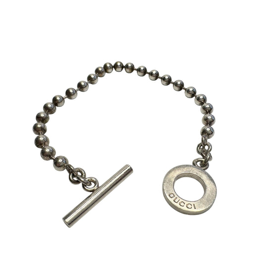 Gucci Sterling Silver Ball Chain Toggle Clasp Bracelet