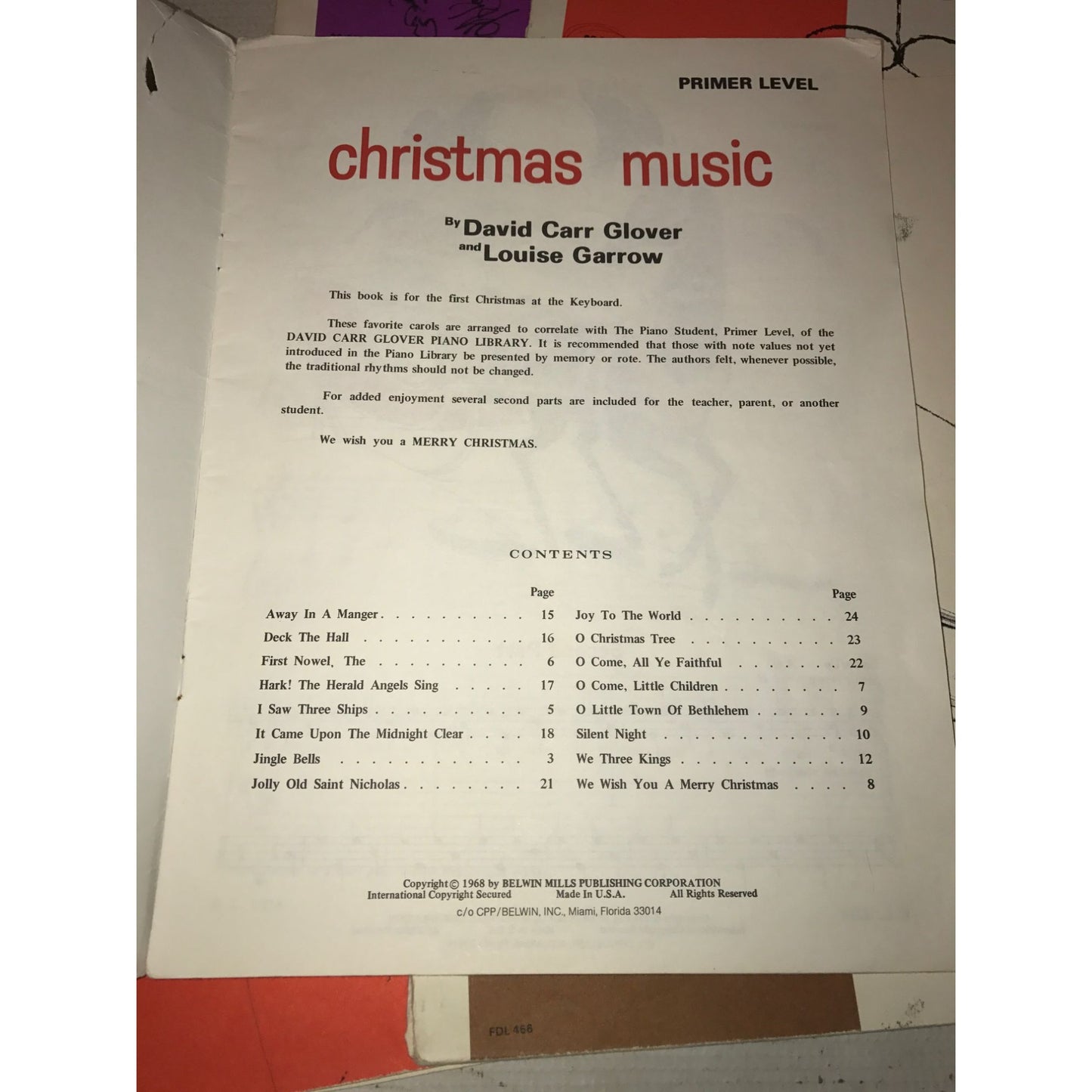 Vintage Piano Sheet Music (Primer Level, Level 3-4) Christmas Music/Piano Student