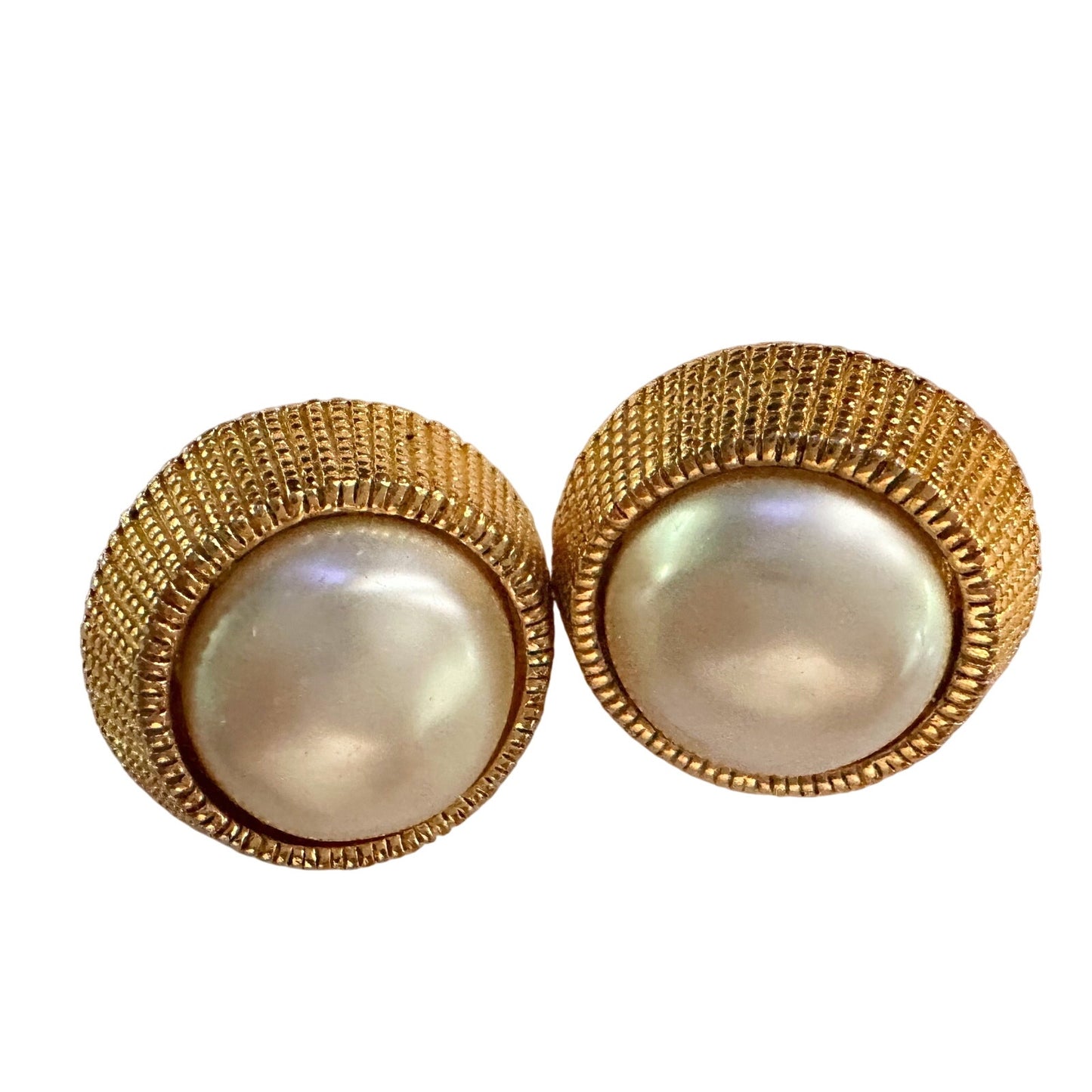 CHANEL Gold Plate and Faux Pearl Clip On Earrings