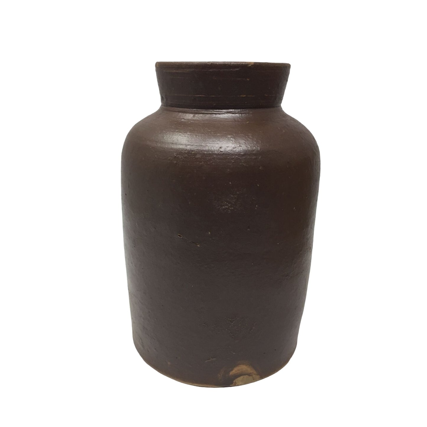 Vintage Dark Brown Stoneware Vase - about 7'' tall