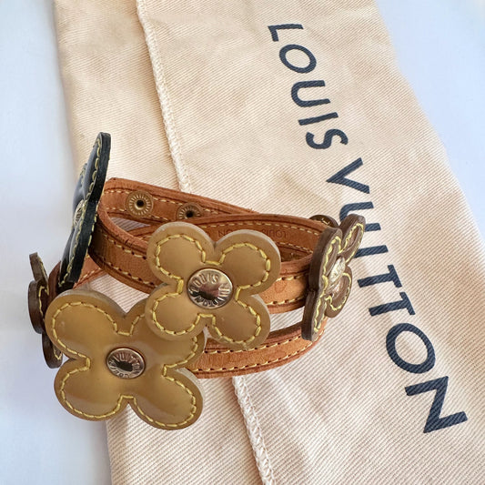 Louis Vuitton Vachetta Vernis Fleur Double Wrap Bracelet / Choker