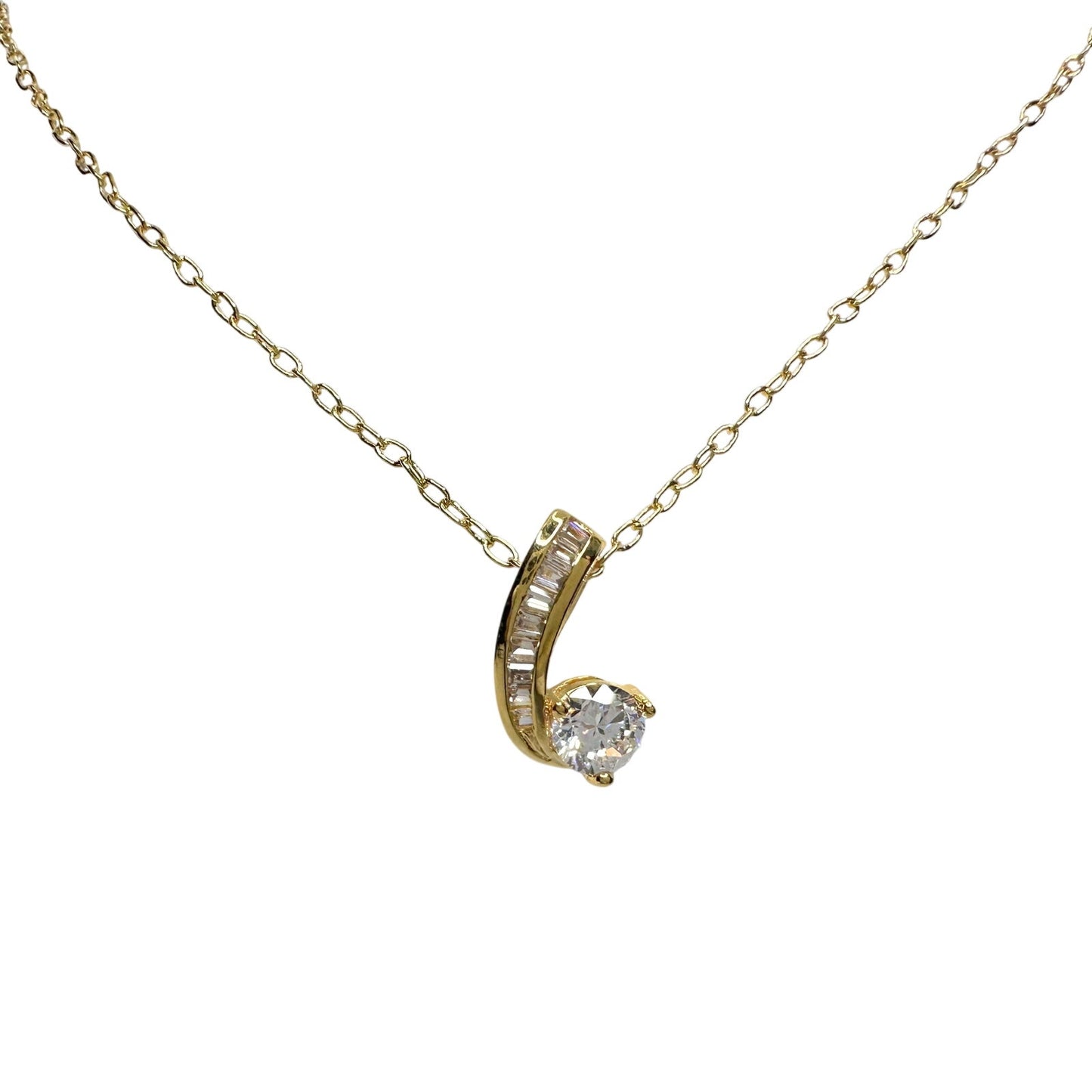 Pretty 18kt Gold Plated White Topaz and Zirconia Swirl Necklace