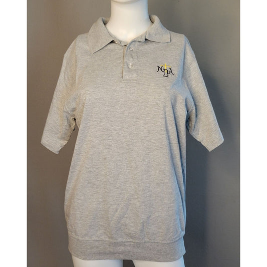 Men's NDA Notre Dame Academy School Apparel Inc. Gray Collared Shirt Size Medium