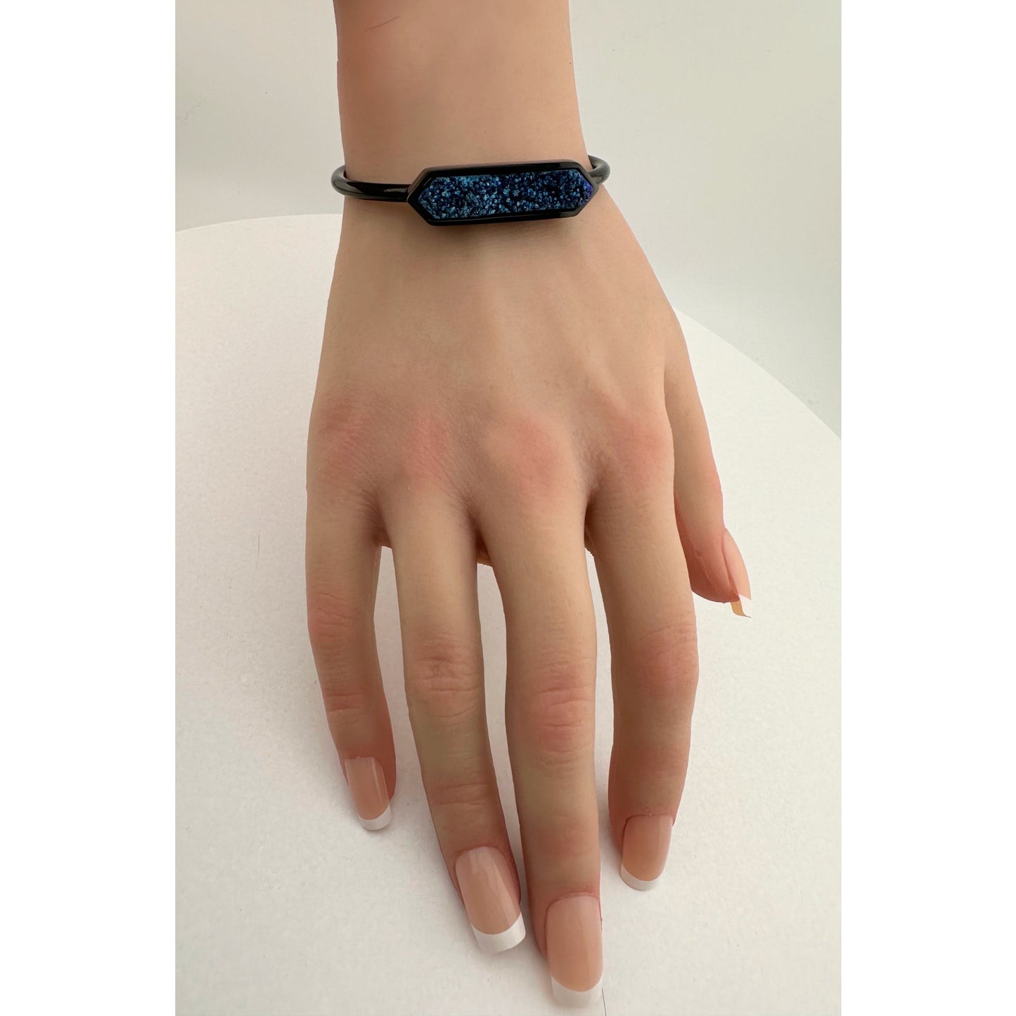 Black Ondine Blue Quartz Bangle Bracelet