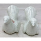 Two White Ceramic Bird Candle Holders