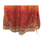 Women's Beaded Silk Orange & Red Crepe Lehanga Skirt & Shirt