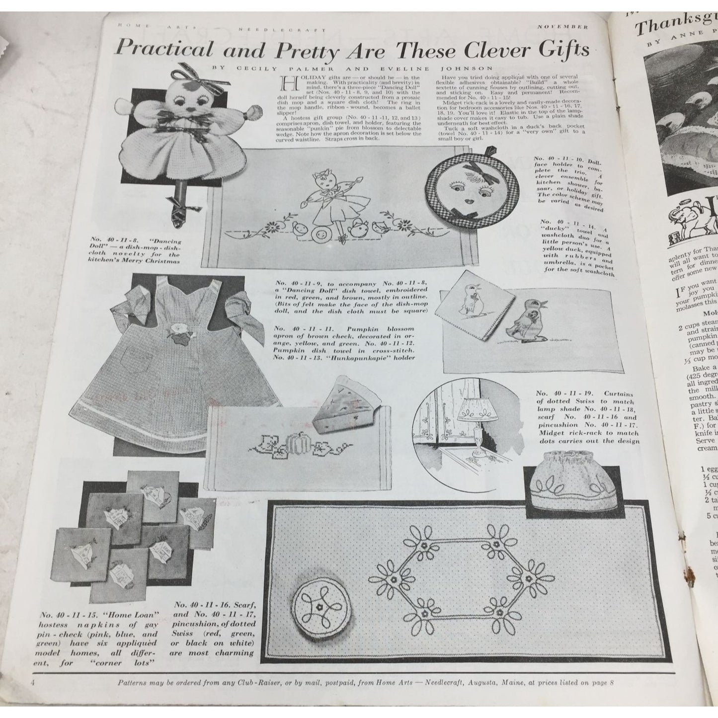 Vintage Collectible Needlecraft Home Arts Magazine Nov. 1940