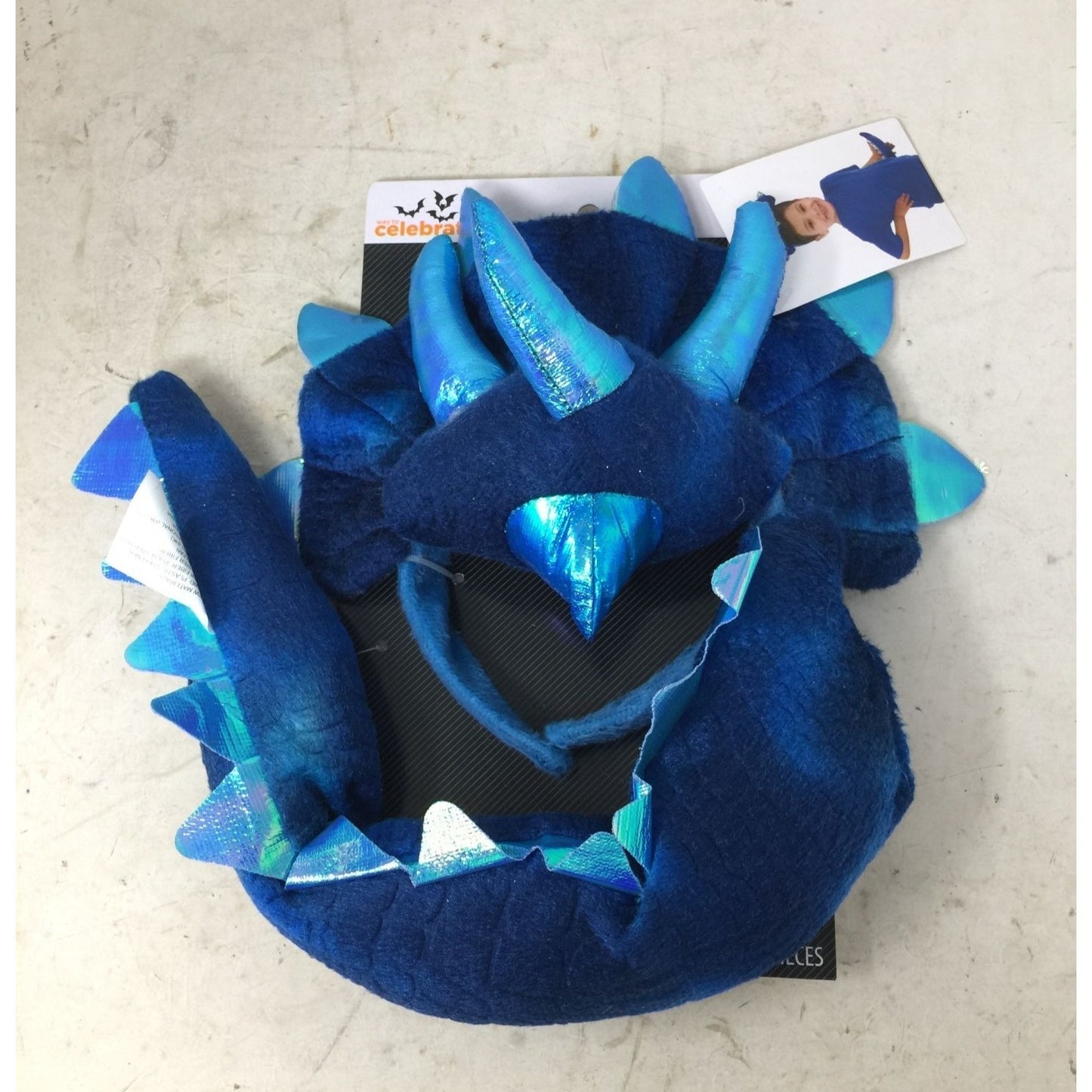 Way to Celebrate Halloween Blue Dino Kit Costume Ages 3+ Headband and Tail