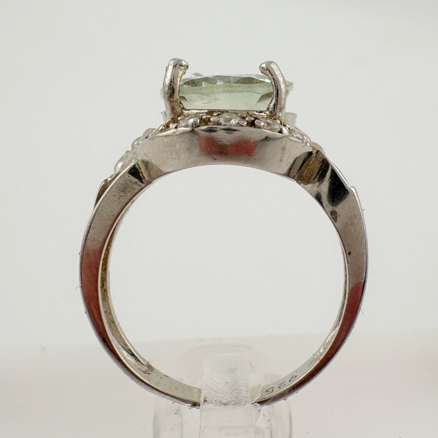 Big and Beautiful Green Amethyst and Diamond Ring - Size 6.25