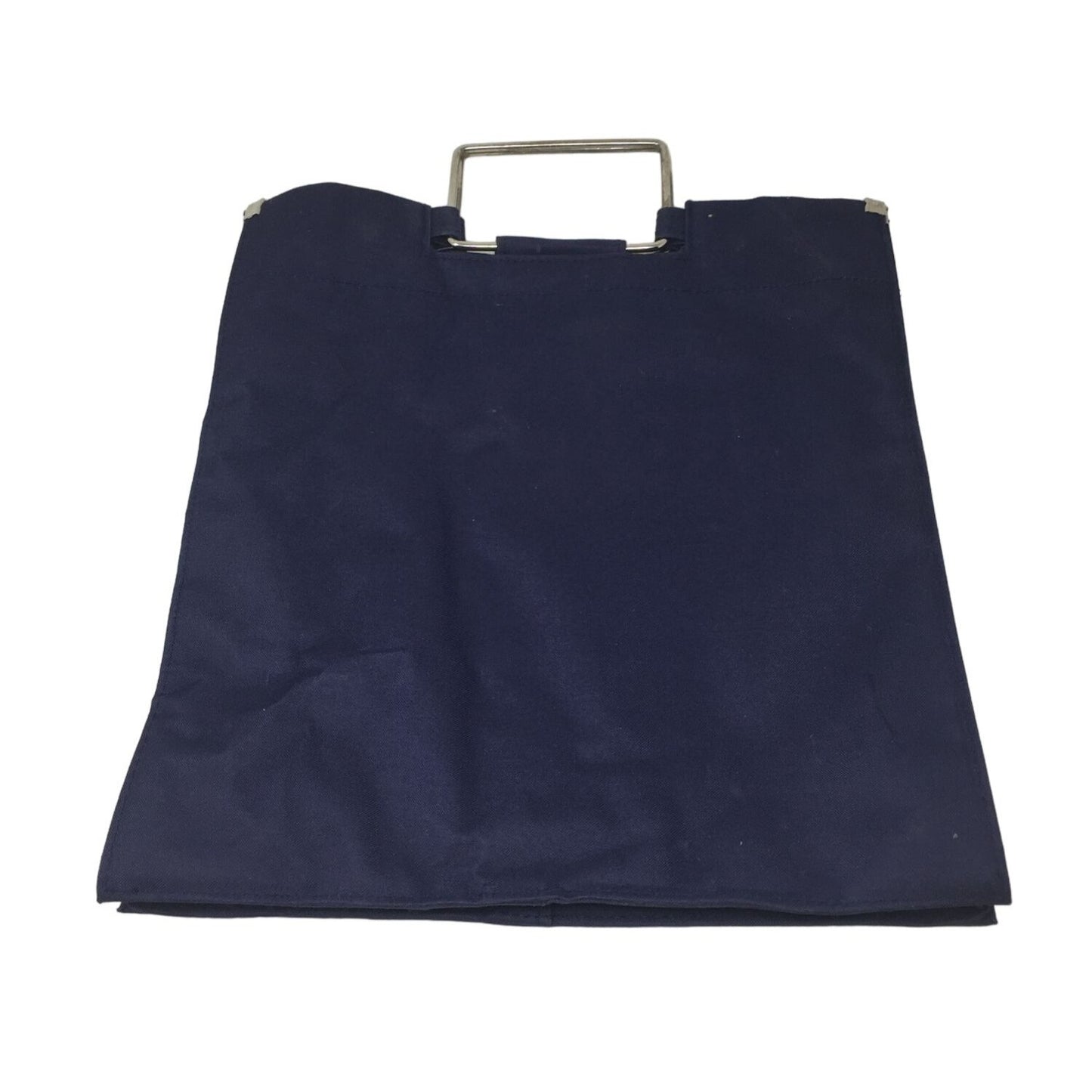 Navy Blue and White Junque Bag with Silver Metal Handles (about 14x14 inches)