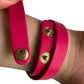 Salvatore Ferragamo Deep Pink Leather Vara Ribbon Bow Double Wrap Bracelet