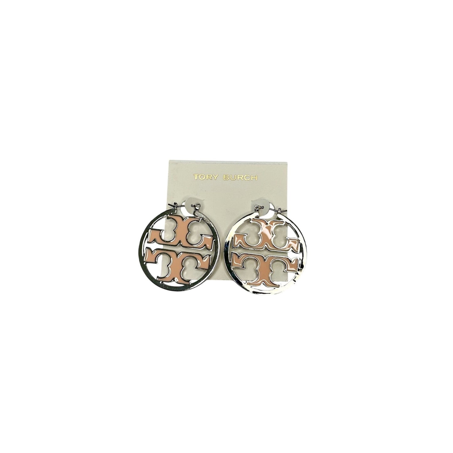 Tory Burch Miller Enamel Hoop Earrings Pink NWT