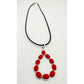 Flirty and Fun Red Coral Teardrop Necklace with Black Leather Cable Chain