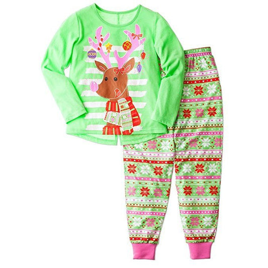 Komar Kids - Girls Christmas Pajamas - Reindeer with ornaments on antlers - Girls size 6/6X