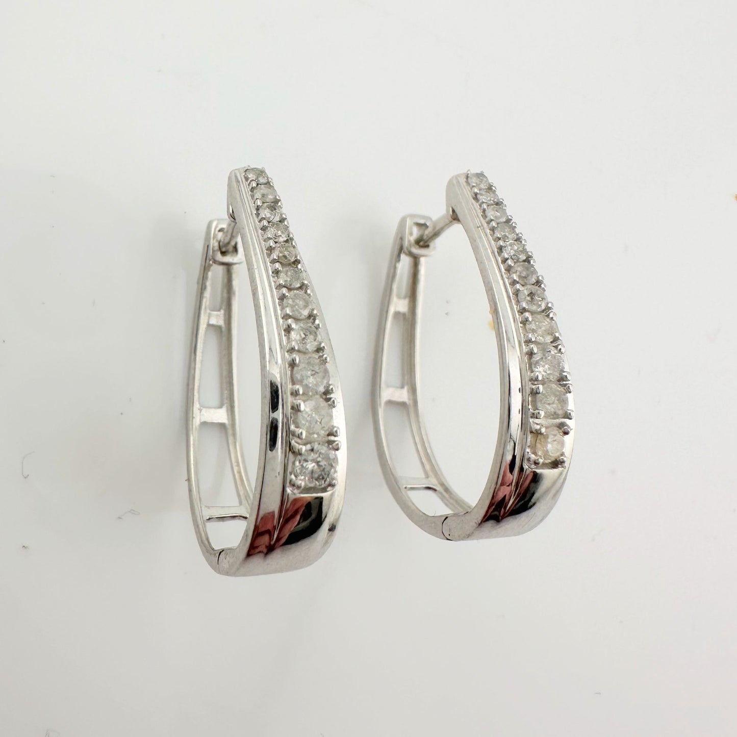 Stunning 1/2 Carat Natural Diamond Hoop Earrings - Sterling Silver