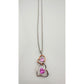 Beautiful Hearts Entwined 2 Tone Double Heart Necklace with Heart Shaped Gemstones