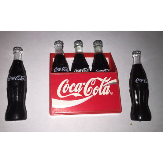 Vintage 1995 Mini 5 Pack of Coca Cola Bottles Refrigerator Magnet