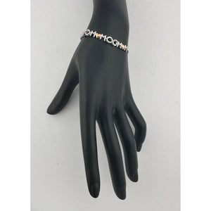 Sterling Silver "Mom" Bracelet with 14 kt gold Accent Hearts  & Infinity Symbols with Natural Diamonds
