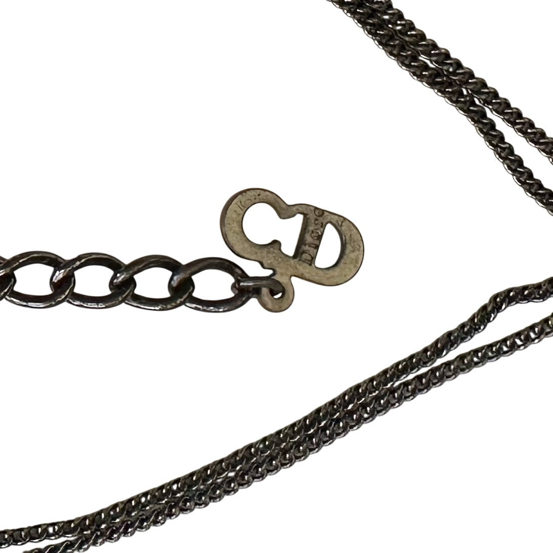 Christian Dior Dog Tag Style Necklace - Gunmetal