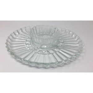 Vintage Clear Glass Divided Ribbed Serving Vegetable/Relish Tray Platter