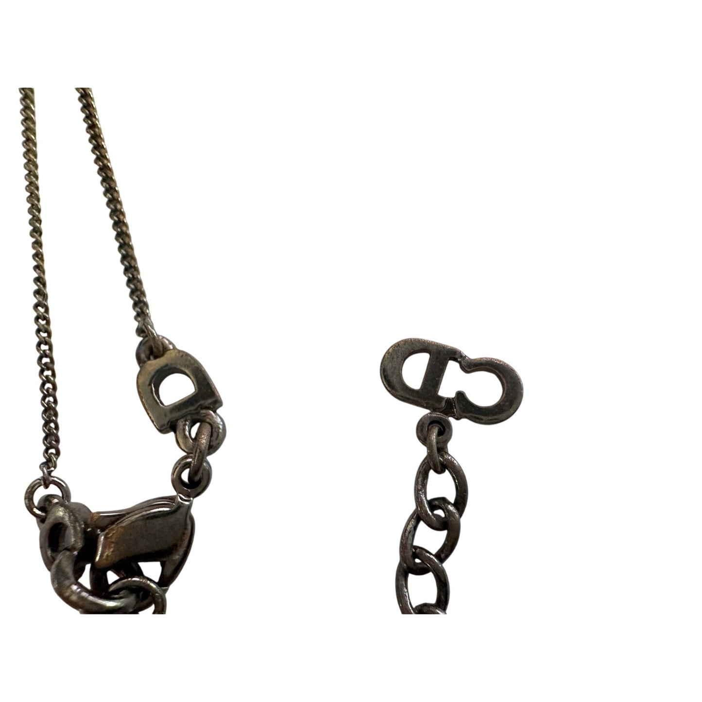 Christian Dior Dog Tag Style Necklace - Gunmetal