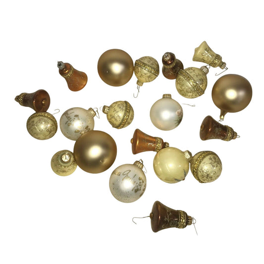 White & Gold CHRISTMAS ORNAMENTS Bell HANDPAINTED Holiday Decor