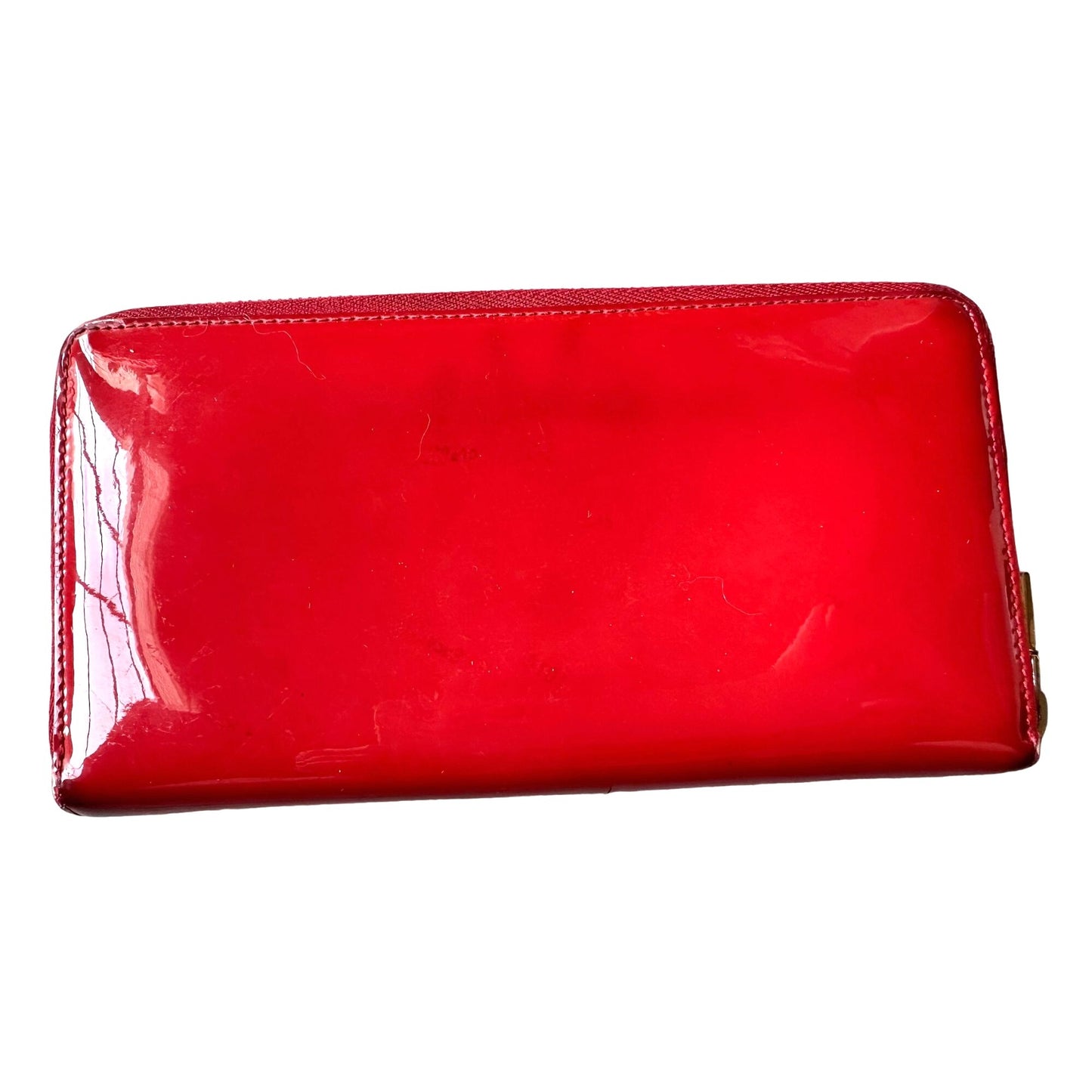 YSL Yves Saint Laurent Red Patent Leather Zippy Wallet