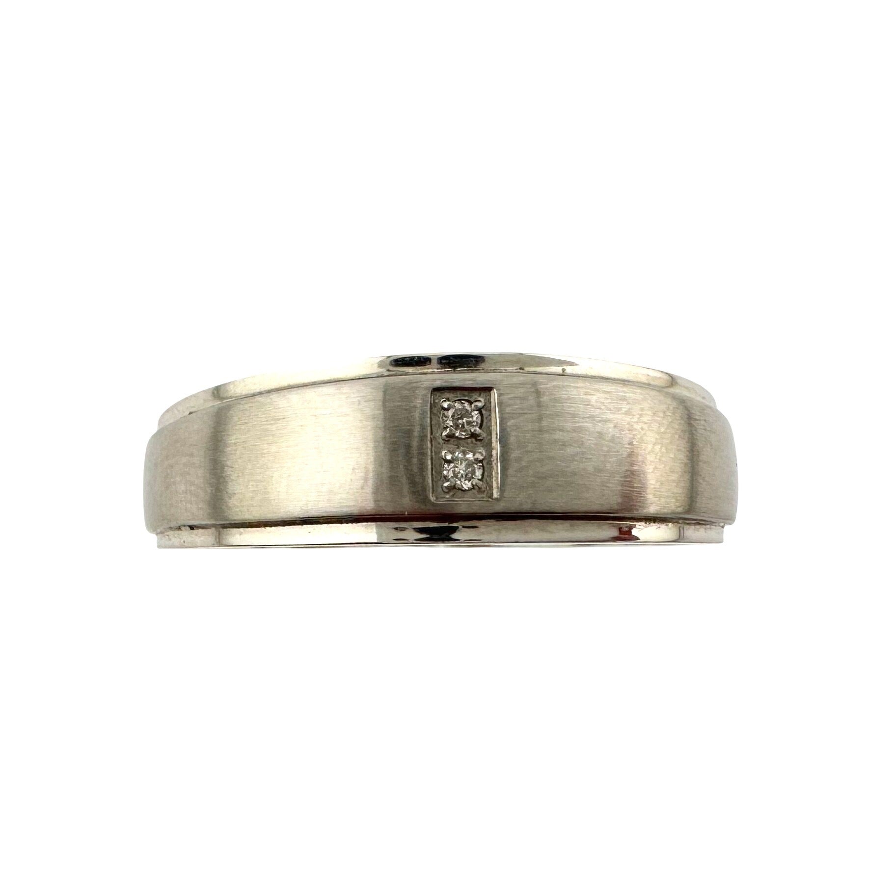 Mens Polished Stainless Steel Diamond Wedding Band - Size 8.5 A+ Stuff  A+ Stuff