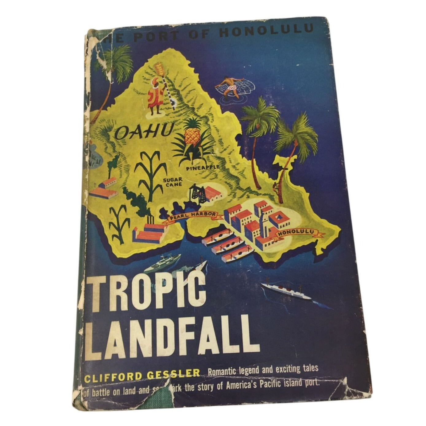 Vintage Pictorial Map of the island of Oahu, Hawaii, from the book Tropic Landfall. unbranded  A+ Stuff Books