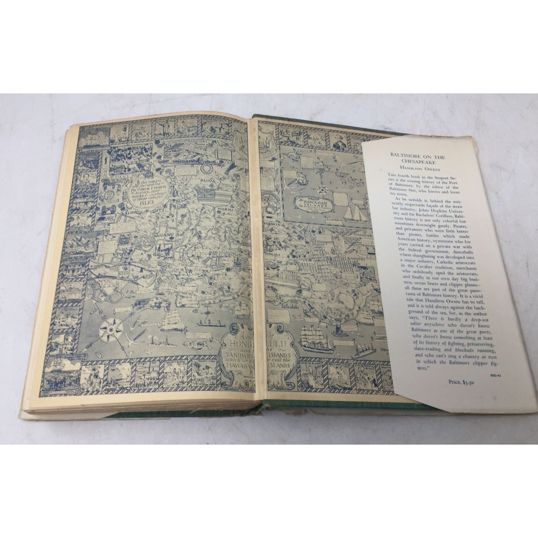 Vintage Pictorial Map of the island of Oahu, Hawaii, from the book Tropic Landfall. unbranded  A+ Stuff Books