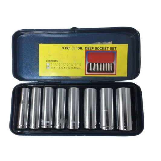 9 Pc 3/8'' DR Deep Socket Set with Case - A+ Stuff - Tools - A+ Stuff