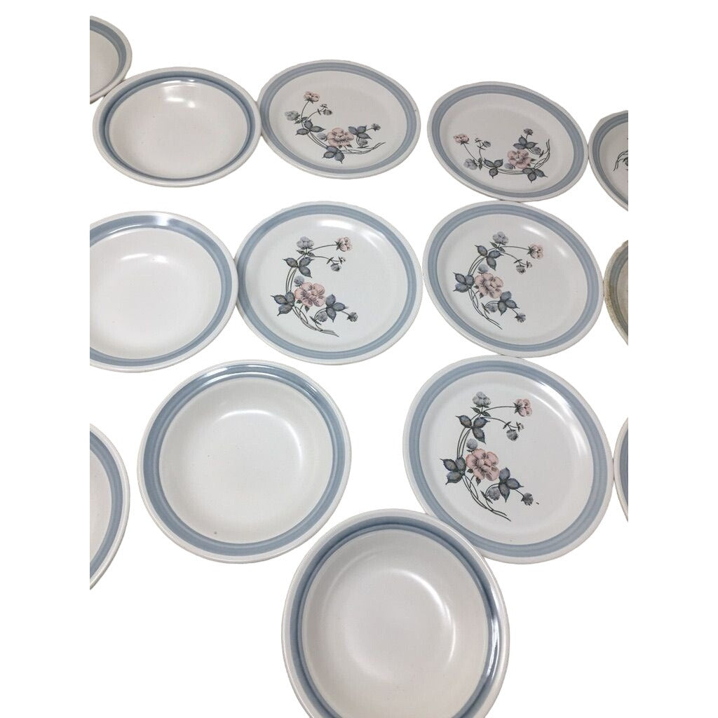 Vintage Flower Patterned Ceramic Dishes- 8 Plates, 8 Bowls and 2 Shakers