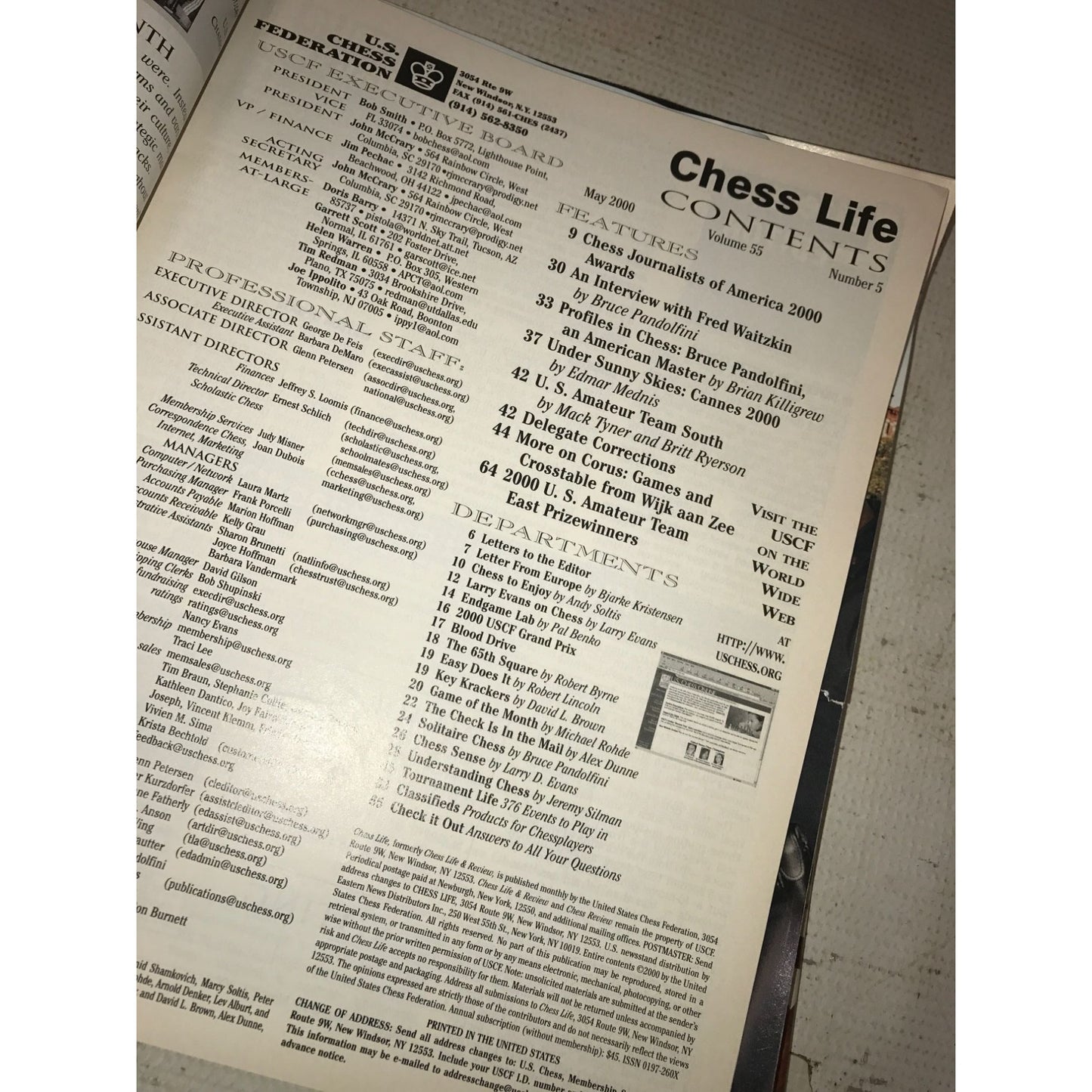 Vintage Bundle of 7 Chess Life Magazines (Jan, Feb, April, May, Oct, Nov, Dec 2000)