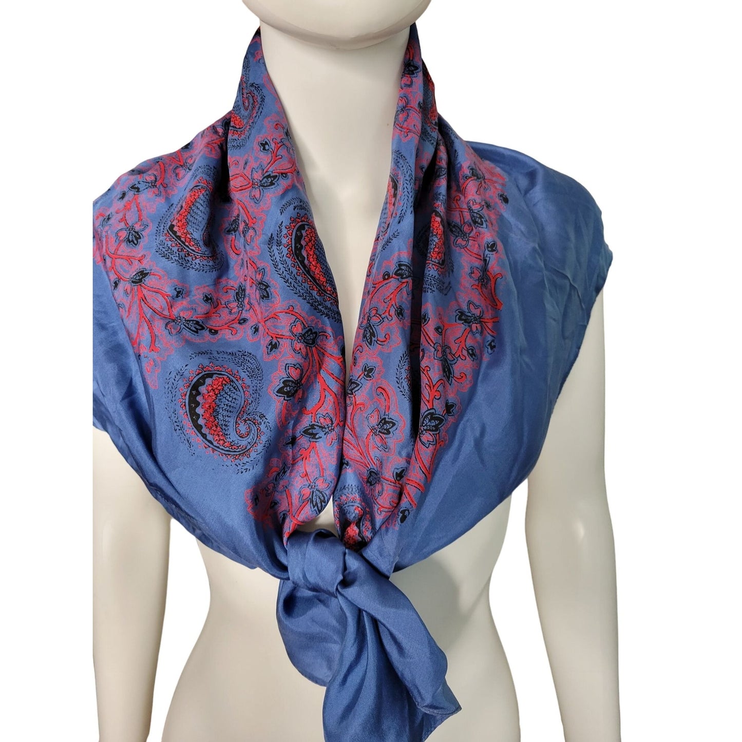 Blue and Pink Paisley vintage Scarf