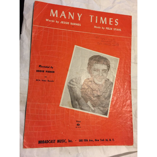 Vintage Many Times Sheet Music Book Recorded by Eddie Fisher