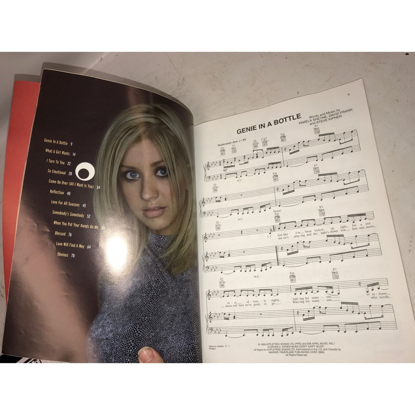 Vintage Songbook Sheet Music- Songs by Christina Aguilera