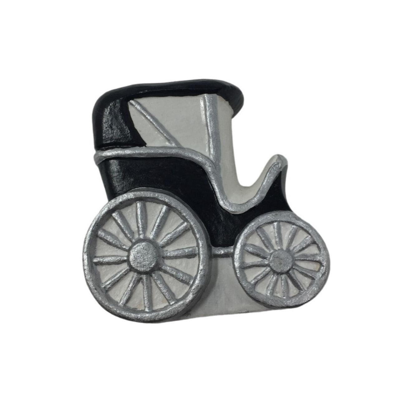 Vintage Miniature Carriage/Buggy Figurine (Black, Silver, White)