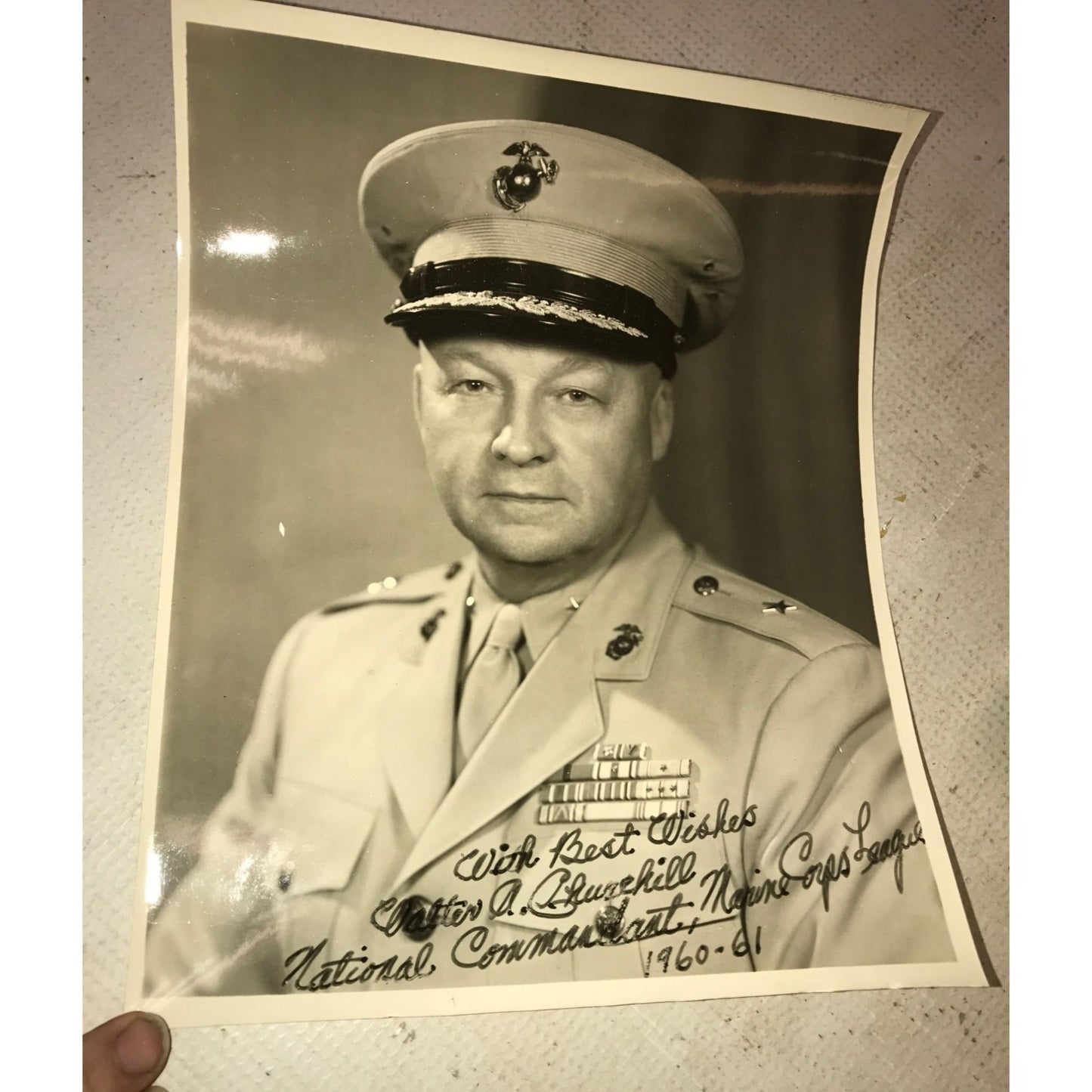 Pair of photos - one Signed Photo - Major General Walter Churchill - churchills market - Toledo person