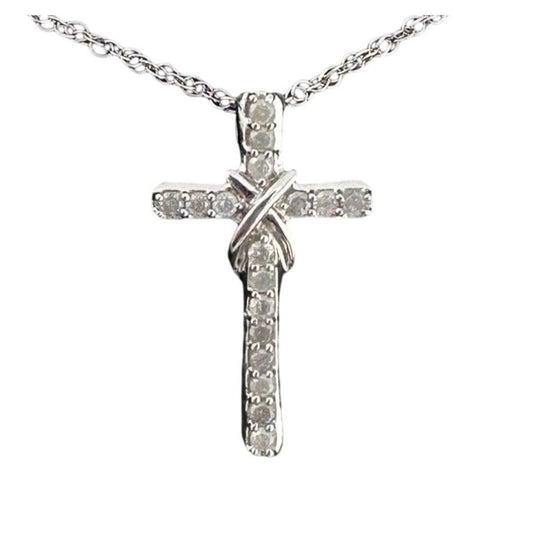 Beautiful Detailed 1/4 ct Diamond Cross Necklace - Sterling Silver