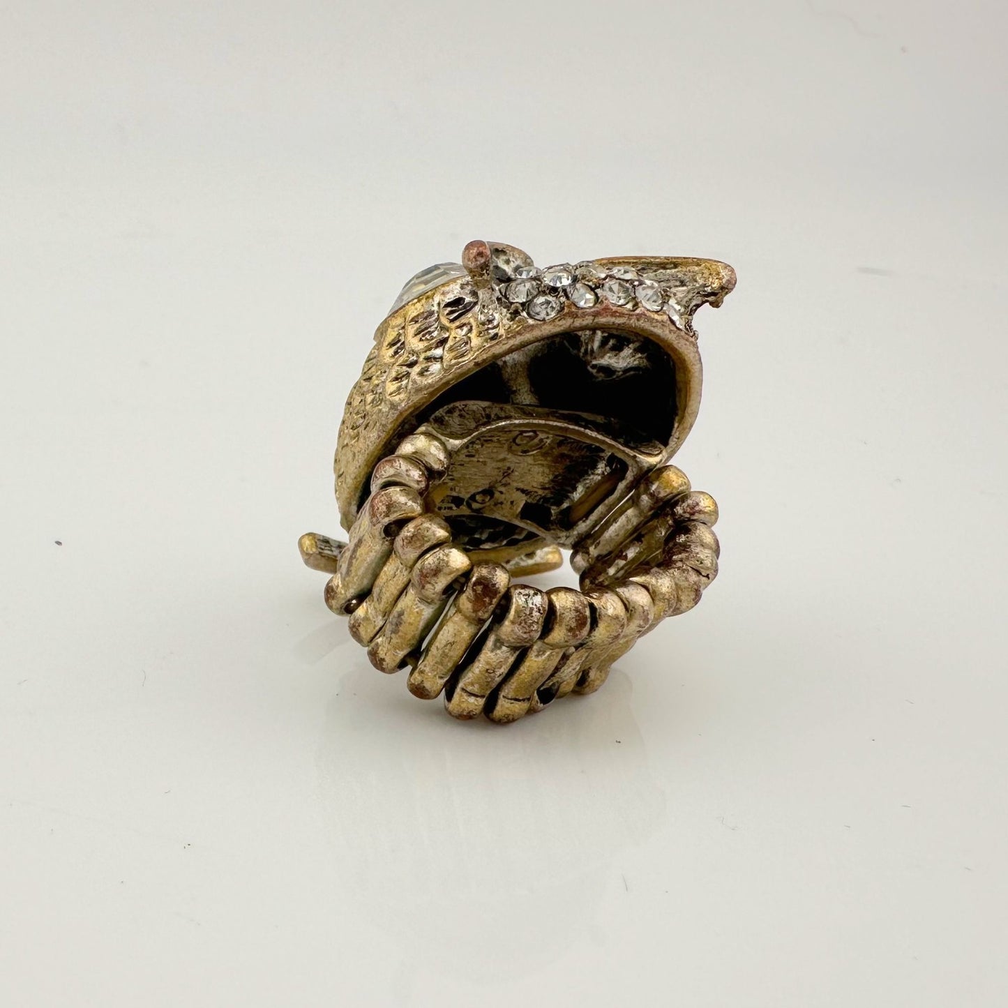 Vintage Costume Jewelry  Owl, Dolphin and Turtle Rhinestone Animal Rings (missing Stones)