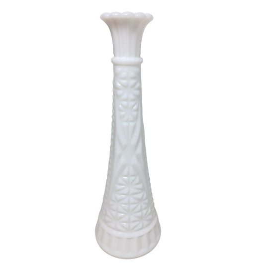 Vintage Hoosier Glass- Tall, White Milk Glass Flower Bud Vase