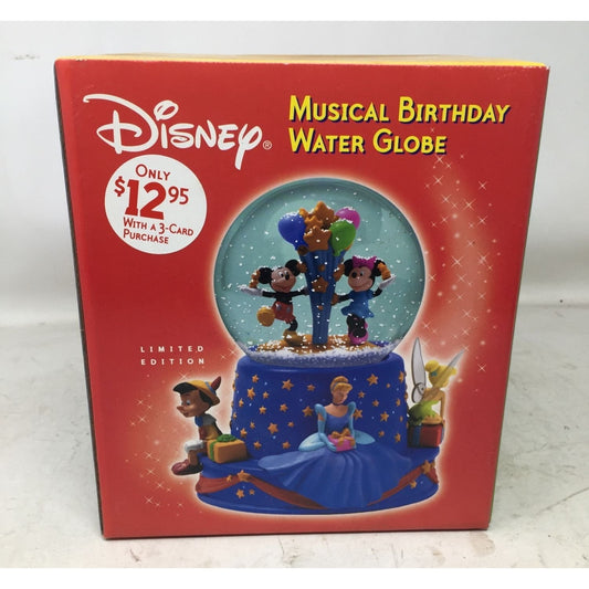 Disney Hallmark Musical Birthday Water Globe In Box- Works/Plays Music