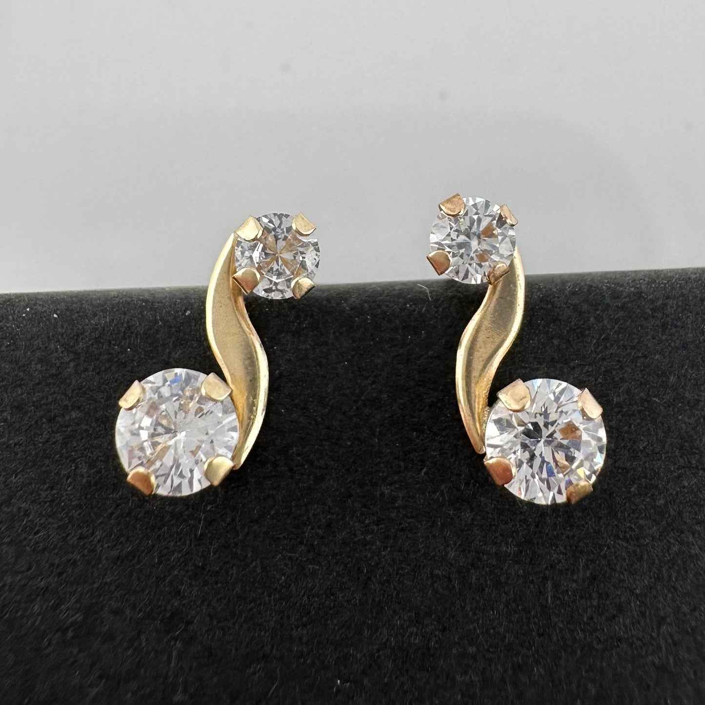 10kt Solid Gold Brilliant CZ Journey Earrings