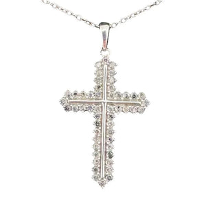 Shimmering 1/2 ct Diamond Cross Necklace - Sterling SIlver