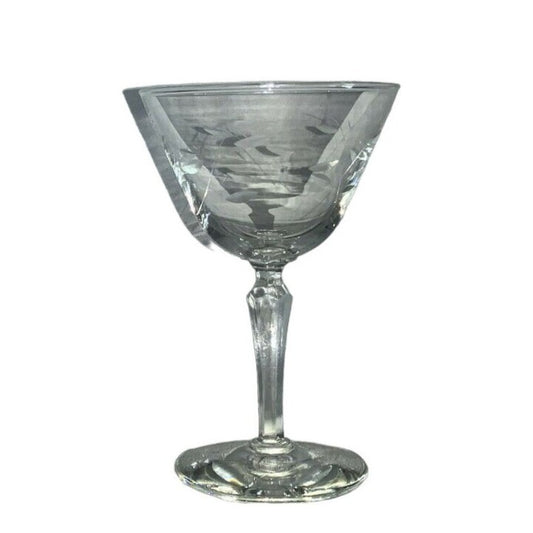 Etched Wine Glass - Delicate Design Stemware - approx 6" tall - formal dining