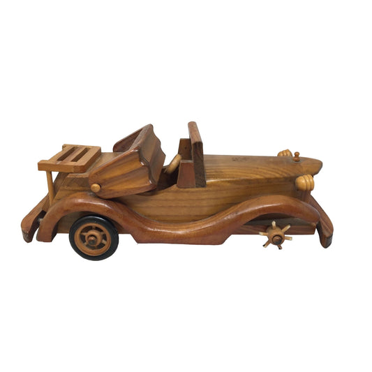 Wooden Collectible Antique Classic Car- Wheel is broken off (see photos)