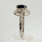 Beautiful Dark Purple Amethyst and Diamond Accent Ring - Sterling Silver Size 7.25