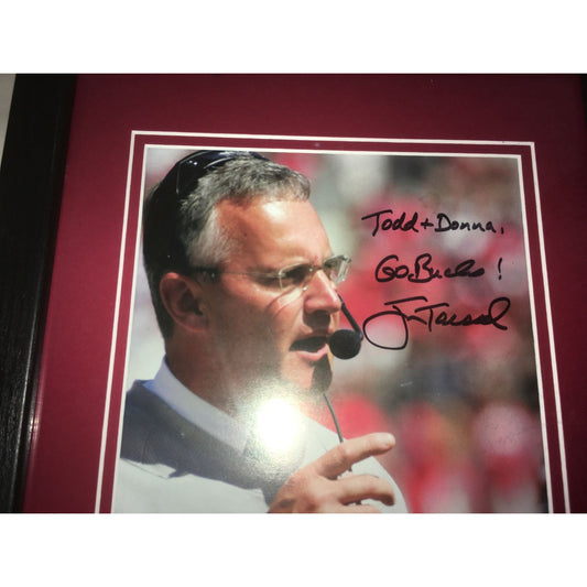 Vintage Autographed Framed Picture of Jim Tressel (Coach of OSU)- 14"x11"