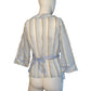 Women's Blue/White Striped Dressy Shirt with long sleeves and Ties in the back